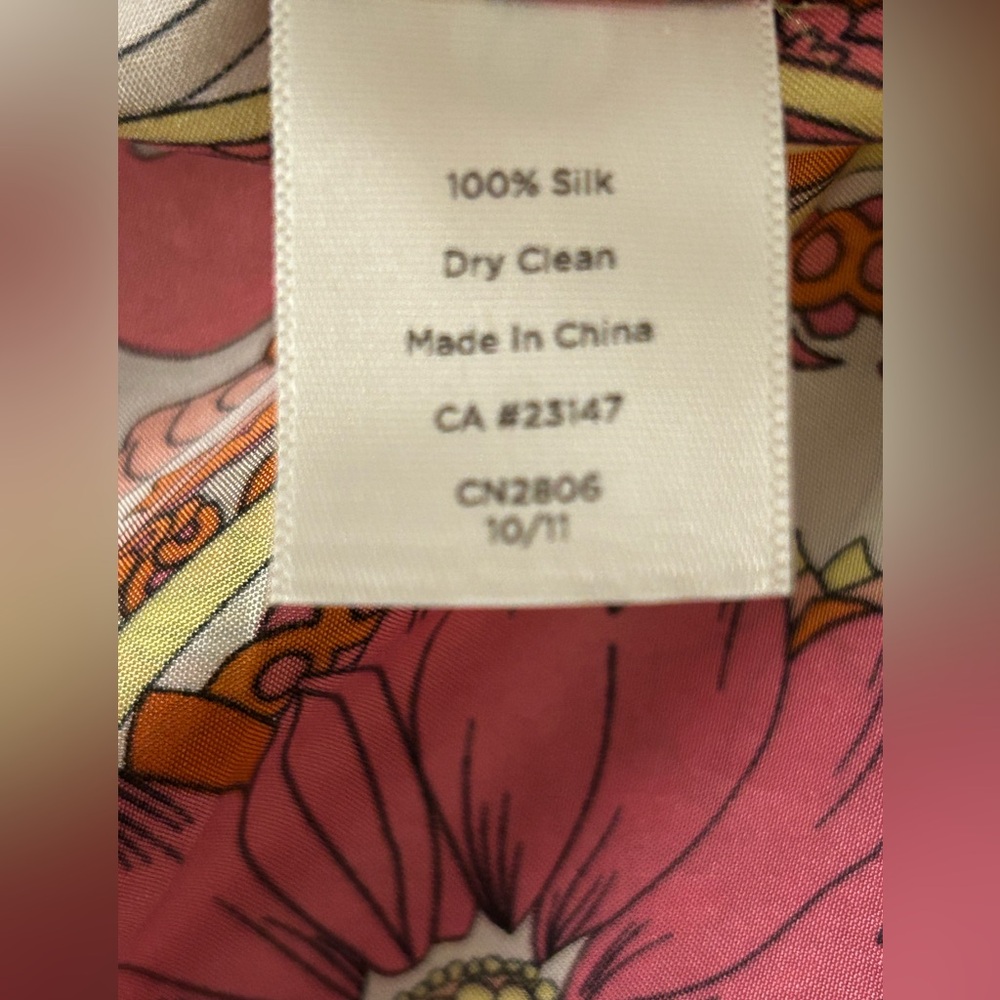 Talbots NWOT Silk 100% 1X Top Floral Paisley Hot pink orange lime 3/4 sleeve - Picture 5 of 16